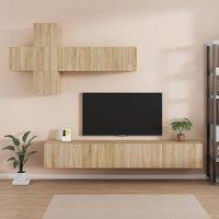 Berkfield Home 7 Piece TV Cabinet Set Sonoma Oak Engineered Wood in Brown