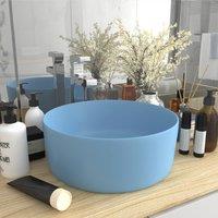 Berkfield Home Luxury Wash Basin Round Matt Light Blue 40x15 cm Ceramic