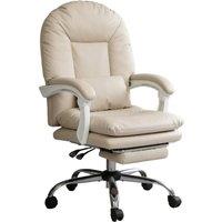 Levede Office Chair Ergonomic Executive Chair Heavy Duty Reclining Leather in Beige