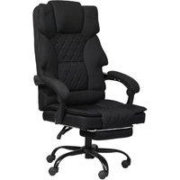 Levede Office Chair Footrest Linen Fabric High Back Swivel 135 Reclining in Grey