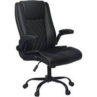 Levede Executive Office Chair PU Leather Recline Desk Chair Flip-Up Armrests in Black