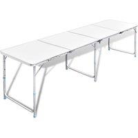 Berkfield Home Foldable Camping Table Height Adjustable Aluminium 240 x 60 cm in White