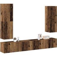 Berkfield Home 4 Piece TV Cabinet Set Wall-mounted Old Wood Engineered Wood in Brown