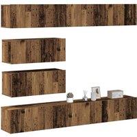 Berkfield Home 6 Piece TV Cabinet Set Wall-mounted Old Wood Engineered Wood in Brown