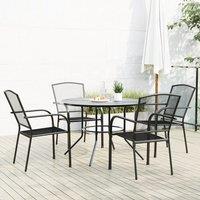 Berkfield Home Stackable Garden Chair Set 5 pcs Anthracite Powder-coated Steel in Black
