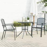 Berkfield Home Stackable Garden Chair Set 3 pcs Anthracite Powder-coated Steel in Black