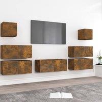 Berkfield Home 7 Piece TV Cabinet Set Smoked Oak Engineered Wood in Brown