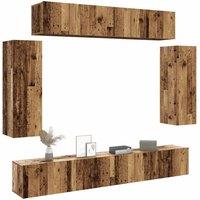 Berkfield Home 6 Piece TV Cabinet Set Wall-mounted Old Wood Engineered Wood in Brown