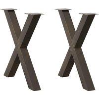 Berkfield Home Dining Table Legs X-Shaped 2 pcs Natural Steel 80x(72-73) cm Steel in Brown
