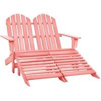 Berkfield Home 2-Seater Garden Adirondack Chair&Ottoman Fir Wood Pink