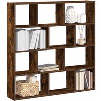 Berkfield Home Wall Cube Shelf 12 Compartments Smoked Oak Engineered Wood in Brown