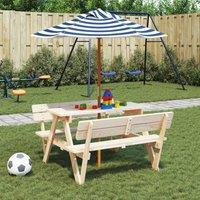 Berkfield Home Garden Umbrella for Kids with Wooden Pole 120x140 cm in Blue | Size: 120x140 cm