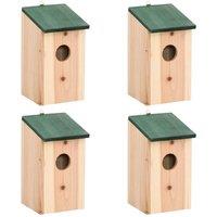 Berkfield Home Bird Houses 4 pcs Wood 12x12x22 cm in Beige | Size: 12 x 12 x 22 cm