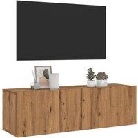 Berkfield Home Wall Mounted TV Cabinet Artisan Oak 100x30x30 cm Engineered Wood in Brown | Size: 100 x 30 x 30 cm
