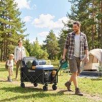 OUTSUNNY 60L Festival Trolley on Wheels, Collapsible Wagon Cart in Black | Size: Large