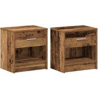 Berkfield Home Bedside Cabinets 2 pcs with Drawer Old Wood 39x28x41 cm in Brown | Size: 39 x 28 x 41 cm
