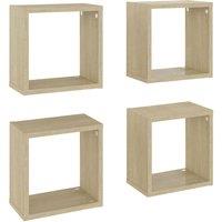 Berkfield Home Wall Cube Shelves 4 pcs Sonoma Oak 26x15x26 cm in Brown | Size: 26 x 15 x 26 cm