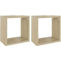 Berkfield Home Wall Cube Shelves 2 pcs Sonoma Oak 26x15x26 cm in Brown | Size: 26 x 15 x 26 cm