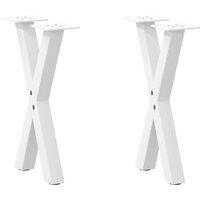 Berkfield Home Coffee Table Legs X-Shaped 2 pcs White 38x(42-43) cm Steel