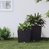 Berkfield Home Planter with Removable Inner Anthracite 21 / 32 L PP Rattan in Black