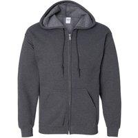 Gildan Men's Heavy Blend Full Zip Hooded Sweatshirt Top in Dark Grey | Size: Small