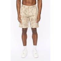 Crosshatch Men's Bardon Elasticated Waist Casual Jog Shorts in Stone | Size: Large