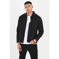 Brave Soul Men's Cotton Twill Patch Pocket Shacket in Black | Size: Medium