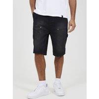 Brave Soul Men's Loose Fit Denim Carpenter Shorts in Charcoal | Size: XL