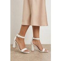 Oasis Women's Milla Covered Buckle High Block Heel Sandals in White | Size: 4