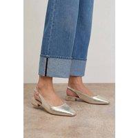 Oasis Women's Millie Faux Metallic Leather Slingback Flat Shoes in Gold | Size: 3