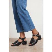 Oasis Women's Ellie Faux Leather Block Heel Fishermen Sandals in Black | Size: 6