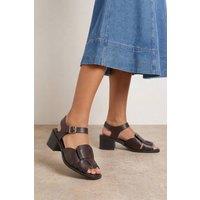 Oasis Women's Ellie Faux Leather Block Heel Fishermen Sandals in Chocolate | Size: 5