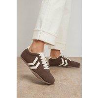 Oasis Women's Riley Faux Suede Contrast Lace Up Trainers in Chocolate | Size: 6