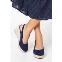 Dorothy Perkins Women's Wide Fit Riya Closed Toe Slingback Espadrille Wedge Sandals in Navy | Size: 8