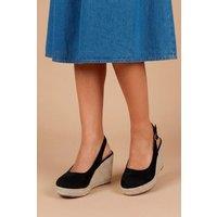 Dorothy Perkins Women's Wide Fit Riya Closed Toe Slingback Espadrille Wedge Sandals in Natural Black | Size: 6