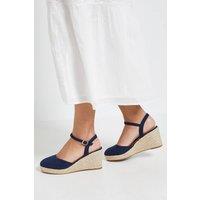 Dorothy Perkins Women's Rumor Faux Suede Closed Toe Espadrille Wedge Sandals in Navy | Size: 4