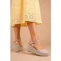 Dorothy Perkins Women's Rumor Faux Suede Closed Toe Espadrille Wedge Sandals in Taupe | Size: 3
