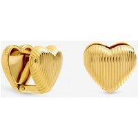 Jon Richard Women's Gold Plated Waterproof Ribbed Heart Hoop Earrings