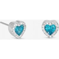 Jon Richard Women's Rhodium Plated & Blue Heart Stud Earrings in Silver