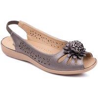 Chums Women's Slip On Open Toe Sandal With Elastic Heel in Silver | Size: 8
