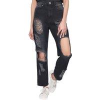 Smart Living Women's High-Waisted Multi-Rip Mom Jeans - Classic Style with Modern Edge in Black | Size: 12