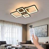 Pheashine Modern Black Multi-Square LED Ceiling Lamp, 54W Dimmable with Remote