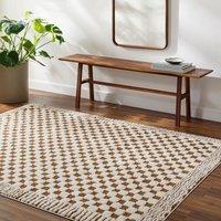 Livabliss Freud Modern High Pile Checkered Living Rug in Brown | Size: 80 cm x 220 cm