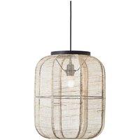 Netlighting Zaire Single Pendant Ceiling Lamp Natural Linen Matt Black in Brown