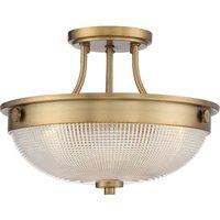 Netlighting Mantle 2 Light SemiFlush Weathered Brass E27 in Yellow