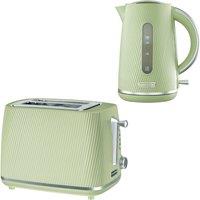 Daewoo Sleek "Cascade" 1.7L Fast-Boil Matching Kettle & Toaster Set 2-Slice in Green