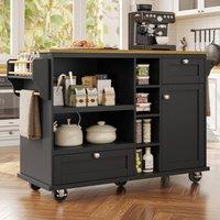 Matteo Modern Mobile Kitchen Dining Trolley - Black, Storage Drawers & Wheels in Black