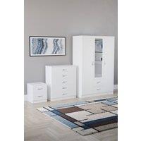 Home Discount Vida Designs 3Pc Bedroom Set 2Bedside, 5 Drawer Chest, Mirror Wardrobe in White