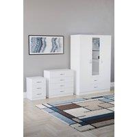 Home Discount Vida Designs 3Pc Bedroom Set 3Bedside, 4 Drawer Chest, Mirror Wardrobe in White