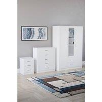 Home Discount Vida Designs 3Pc Bedroom Set 3Bedside, 5 Drawer Chest, Mirror Wardrobe in White